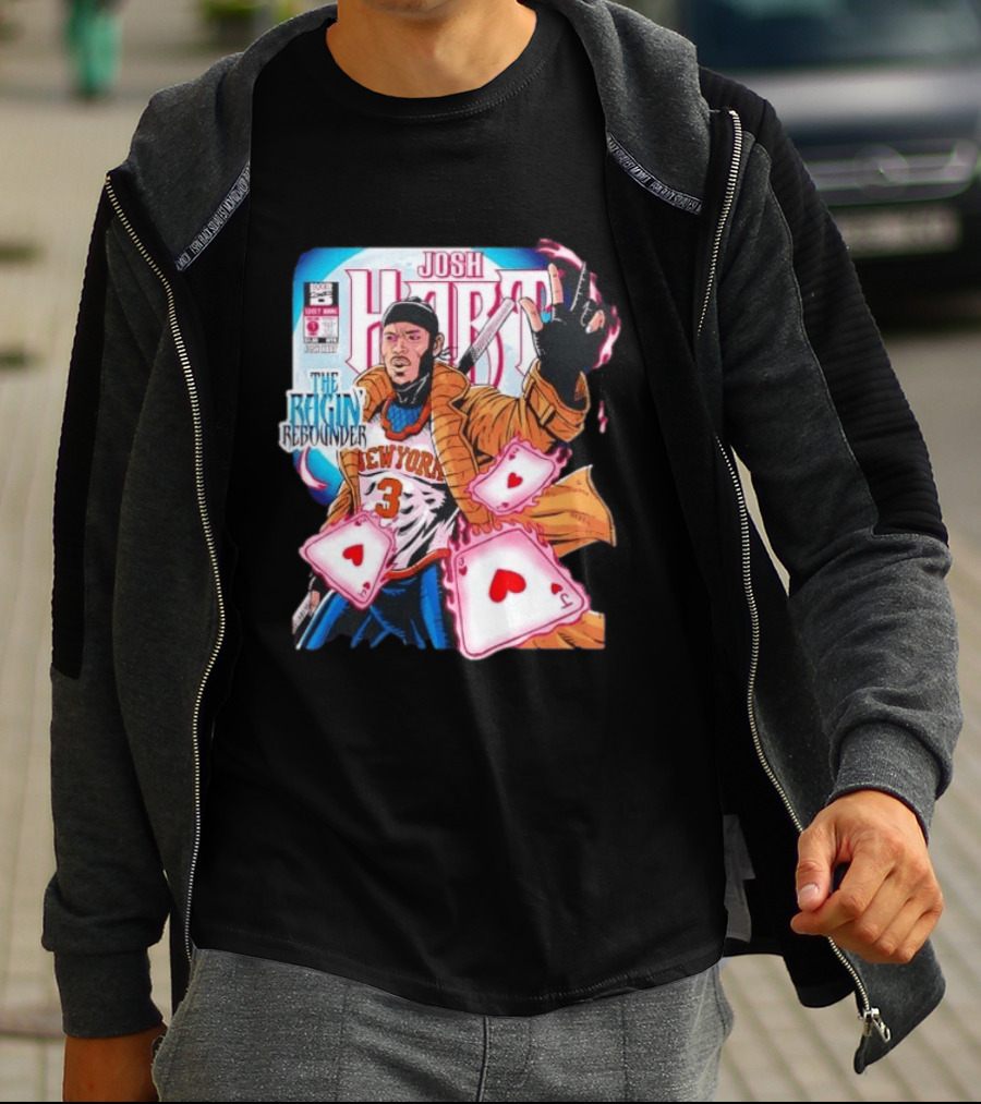 Josh Hart The Ragin' Rebounder Knicks New York Comic Style Basketball Cards T-Shirt