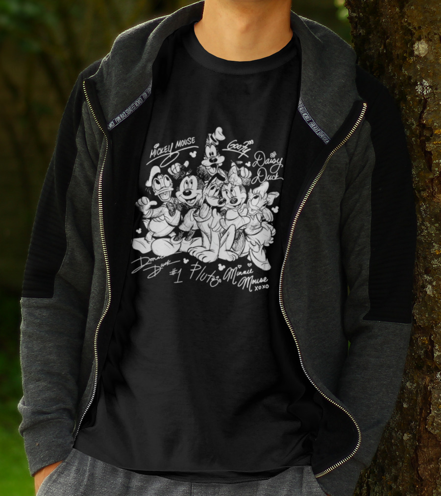 Mickey Mouse Goofy Daisy Duck Donald Duck Pluto Minnie Mouse Friends 2026 Disneyland Trip Sketch T-Shirt