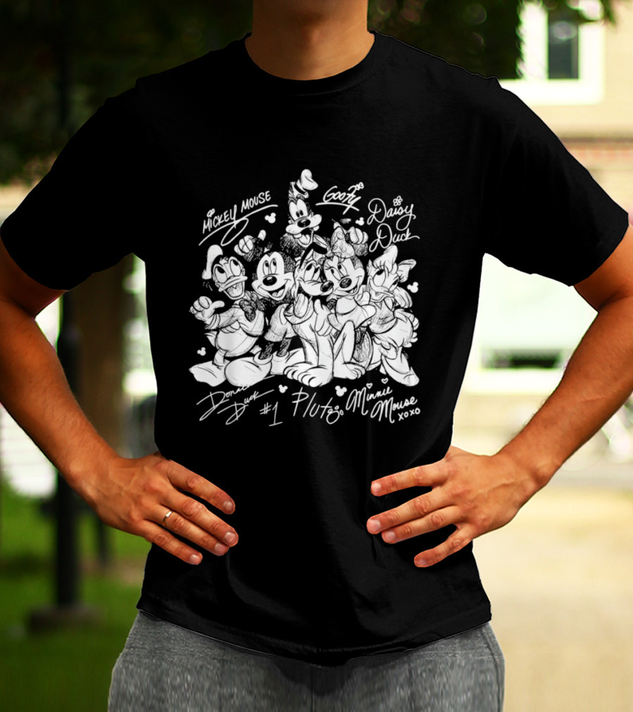 Mickey Mouse Goofy Daisy Duck Donald Duck Pluto Minnie Mouse Friends 2026 Disneyland Trip Sketch T-Shirt
