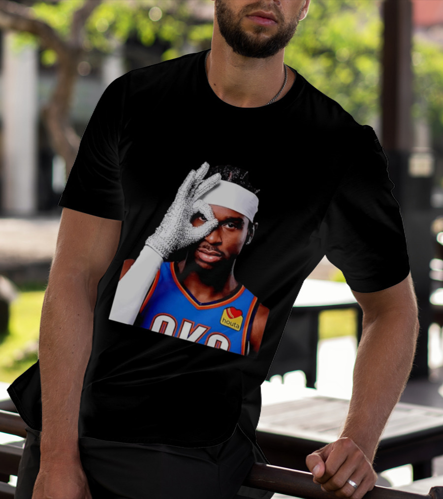 Shai Gilgeous Alexander Oklahoma City Thunder Clutch Player Of The Year 2026 Glitter Gloves Houta OKC T-Shirt