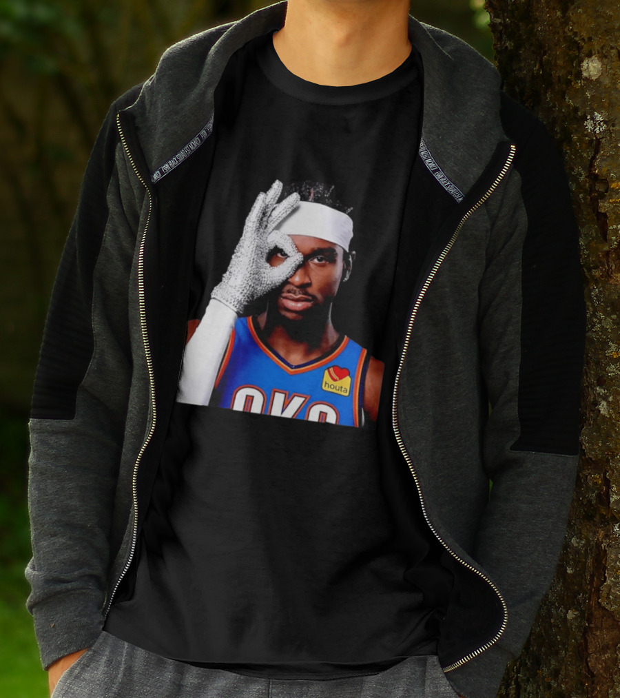 Shai Gilgeous Alexander Oklahoma City Thunder Clutch Player Of The Year 2026 Glitter Gloves Houta OKC T-Shirt