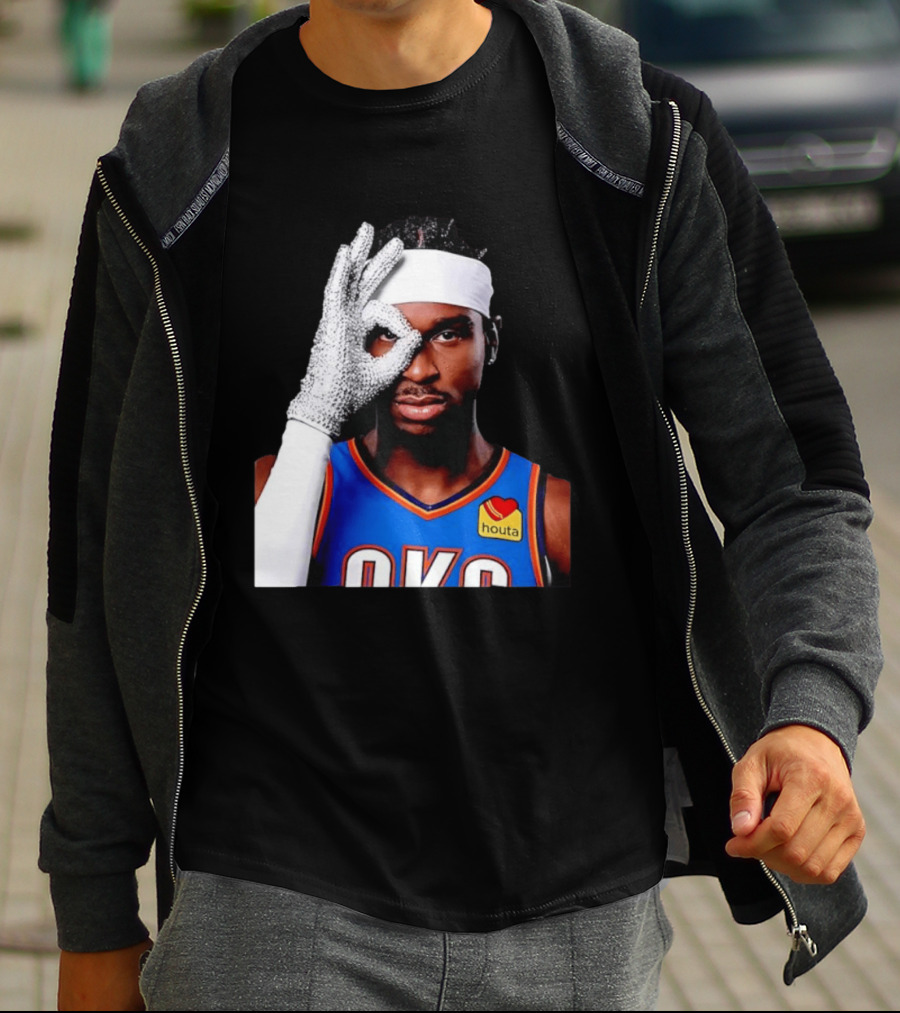 Shai Gilgeous Alexander Oklahoma City Thunder Clutch Player Of The Year 2026 Glitter Gloves Houta OKC T-Shirt