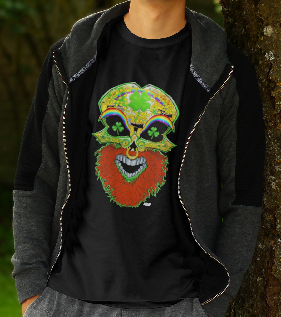 Tommaso Ciampa Lucky Psycho AEW Skull Four Leaf Clover Rainbow T-Shirt