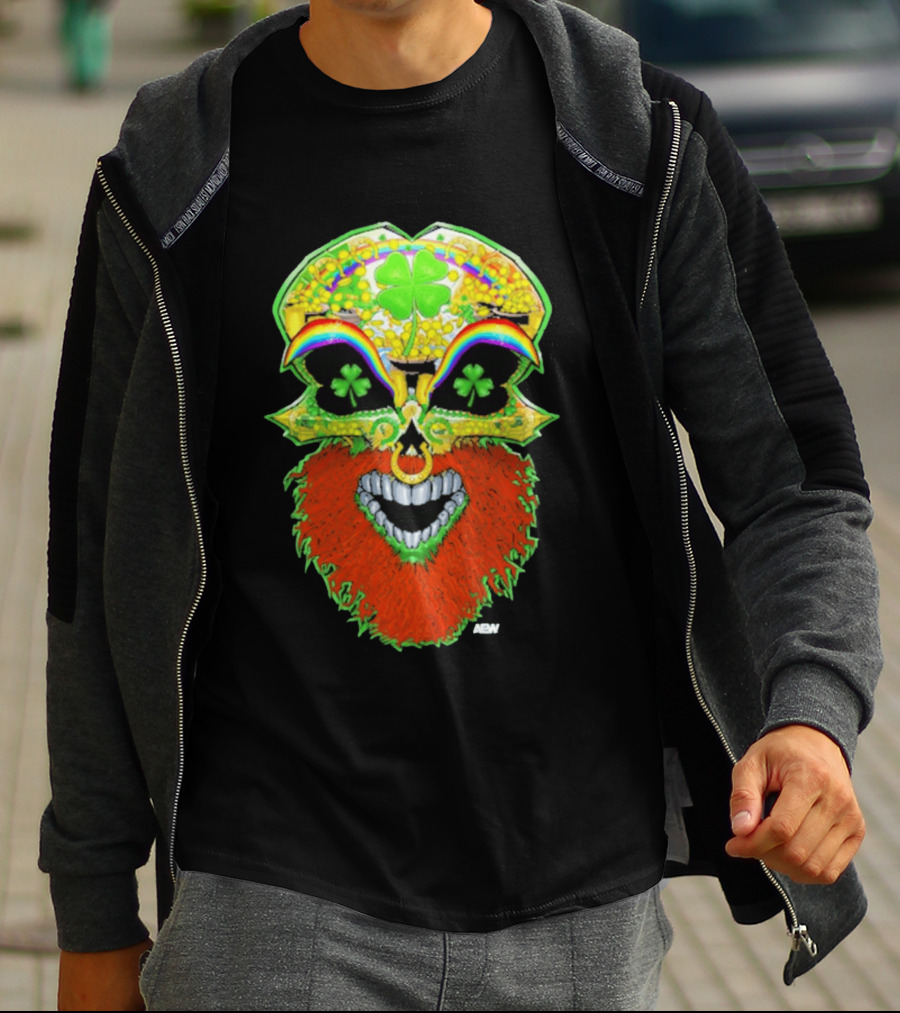 Tommaso Ciampa Lucky Psycho AEW Skull Four Leaf Clover Rainbow T-Shirt