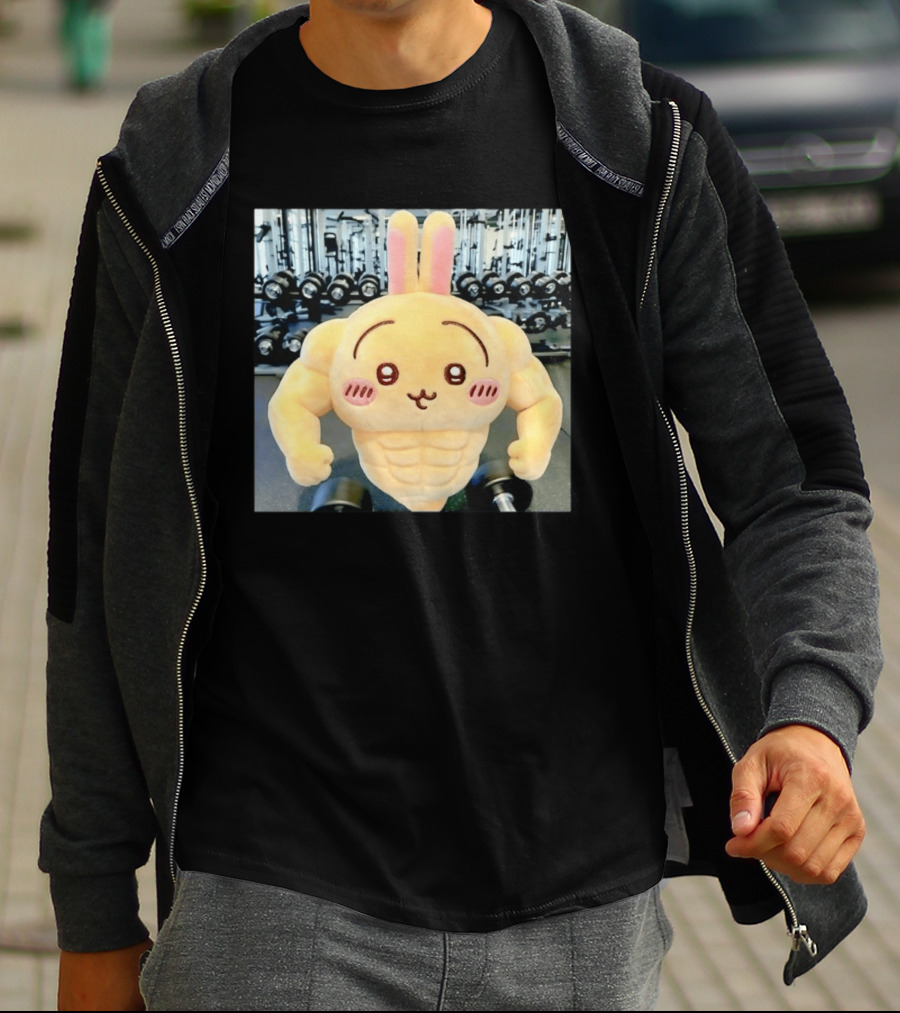 Usagi Muscle Chiikawa Buff Bunny Plush Toy T-Shirt