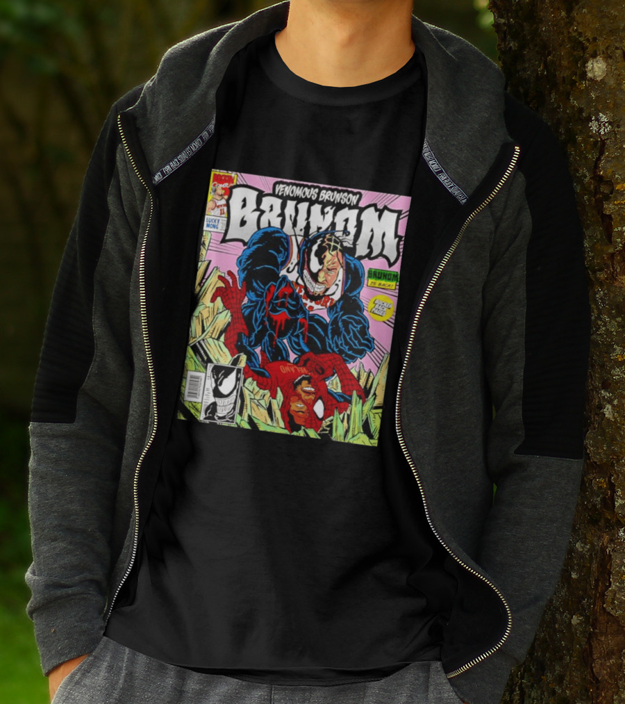 Venomous Brunson Venom X Jalen Brunson Marvel Comic Brunes Back Cover Price T-Shirt