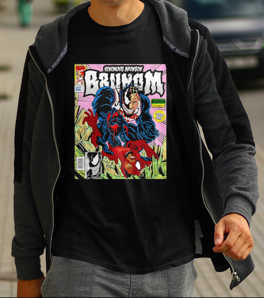 Venomous Brunson Venom X Jalen Brunson Marvel Comic Brunes Back Cover Price T-Shirt