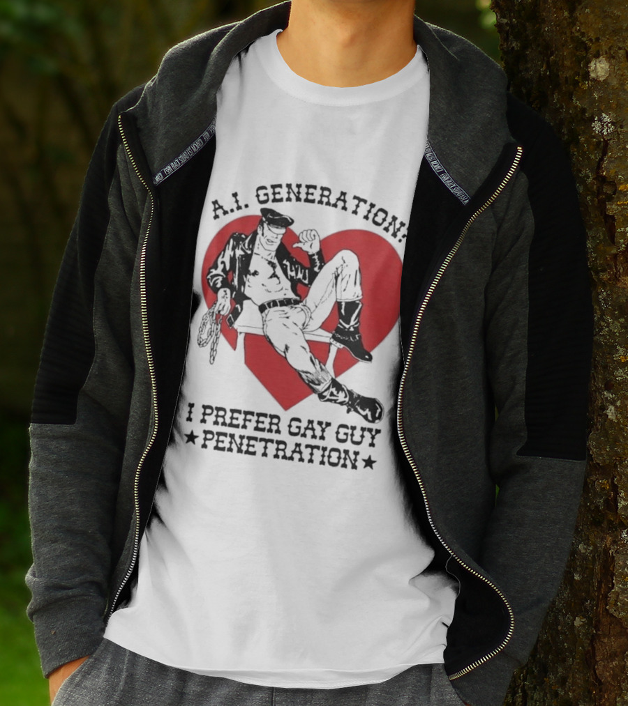 A.I. Generation I Prefer Gay Guy Penetration Heart Background Leather Outfit T-Shirt