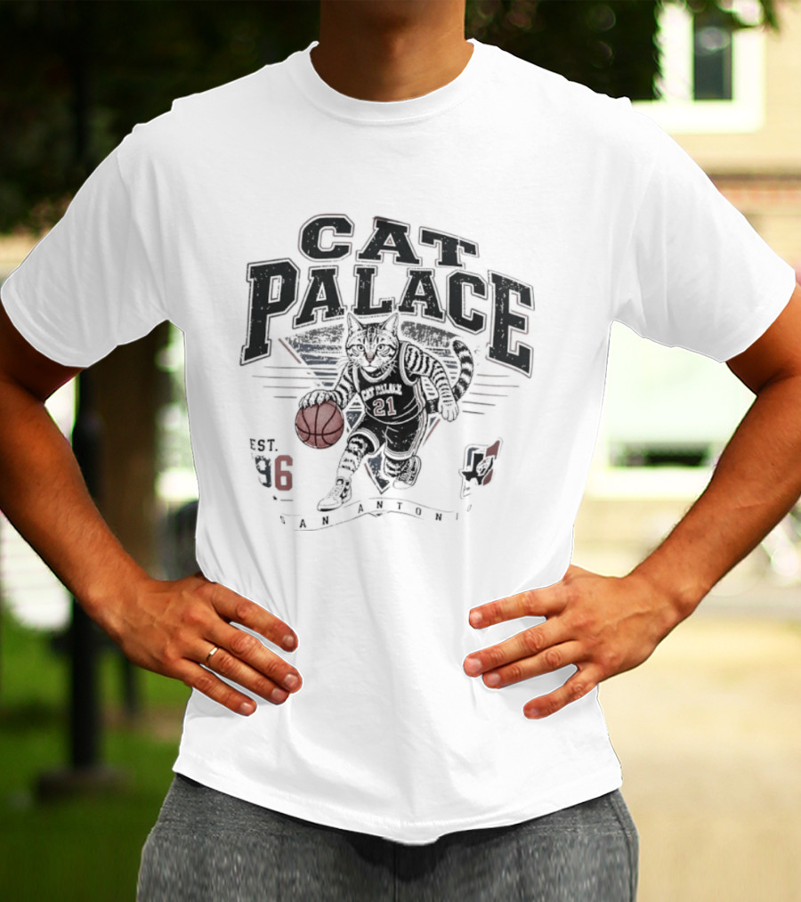 Cat Palace San Antonio Spurs Est 96 Basketball Cat Player T-Shirt