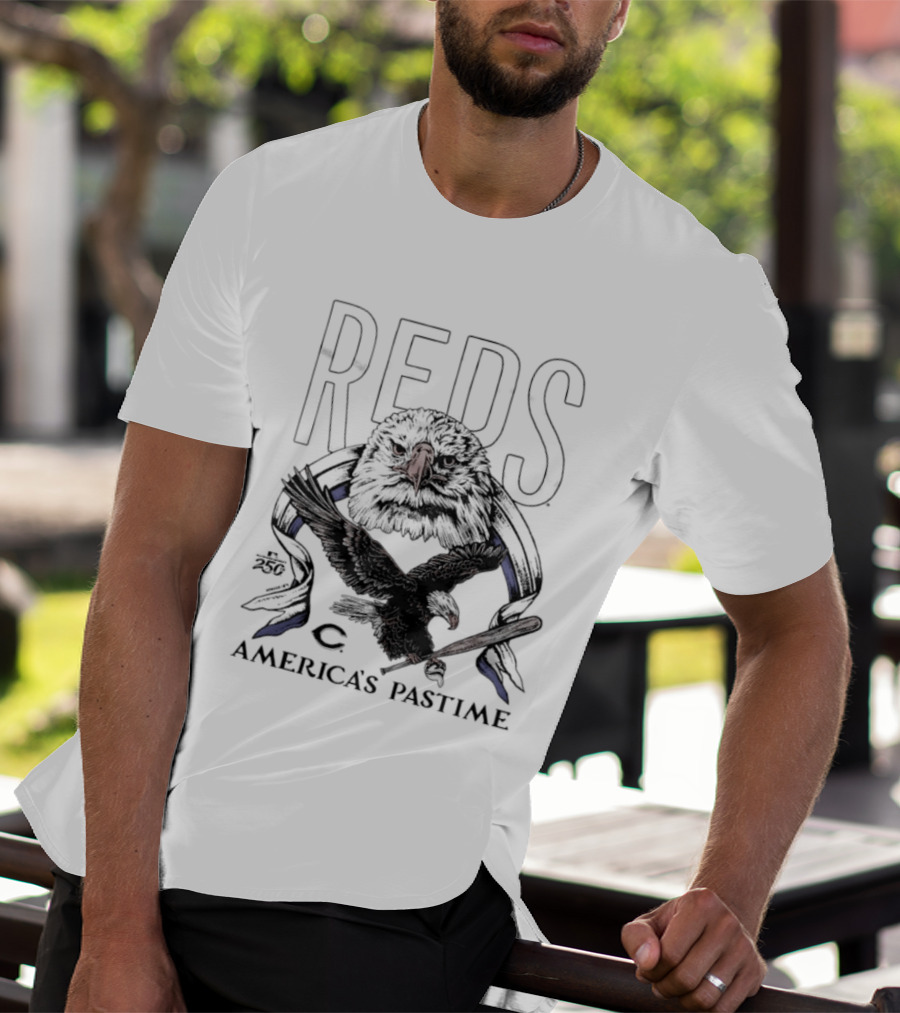 Cincinnati Reds Bald Eagle America's Pastime 250th Celebration T-Shirt