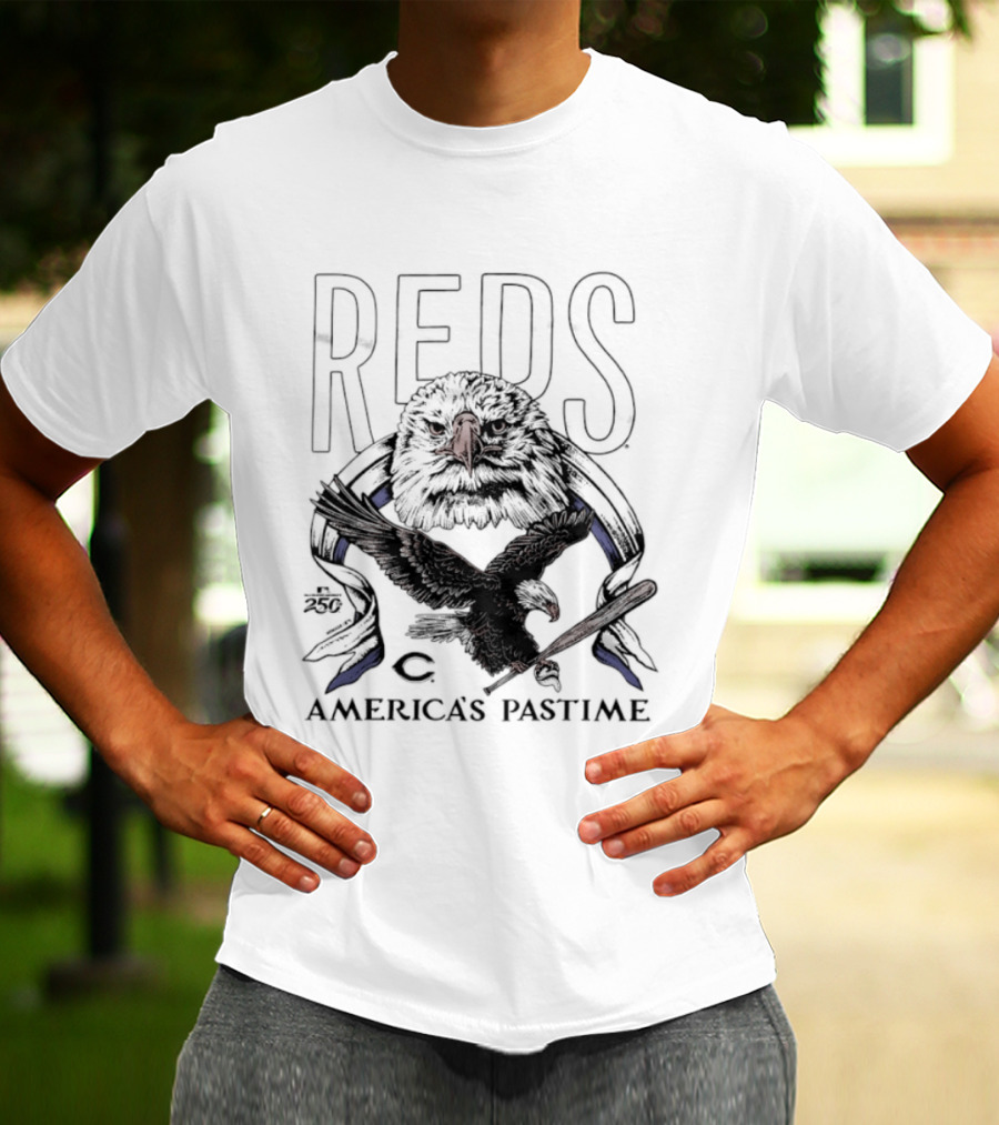 Cincinnati Reds Bald Eagle America's Pastime 250th Celebration T-Shirt