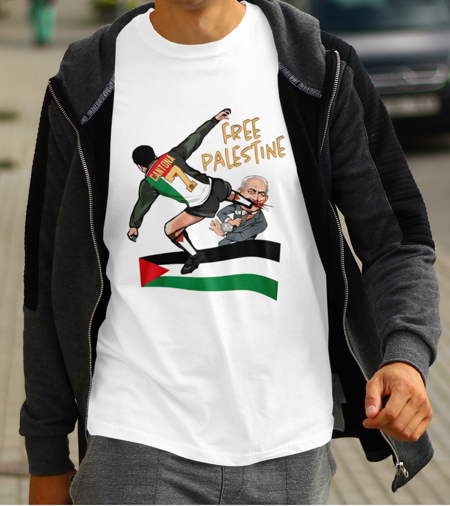 Cantona Number 7 Free Palestine Kick Advocate T-Shirt