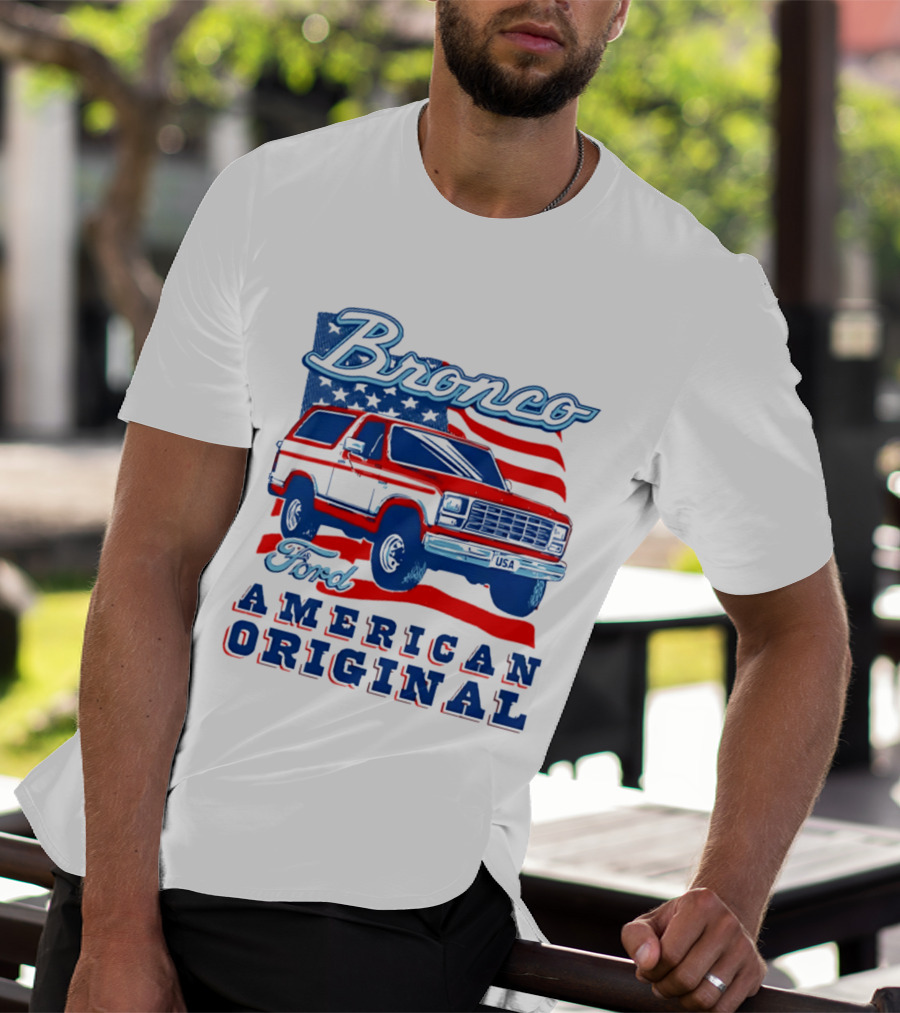 Bronco Ford American Original Vintage Truck Classic Stars And Stripes T-Shirt