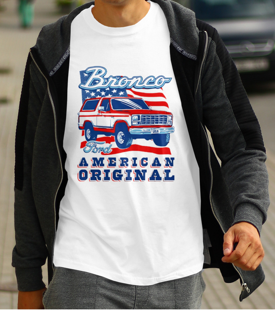Bronco Ford American Original Vintage Truck Classic Stars And Stripes T-Shirt