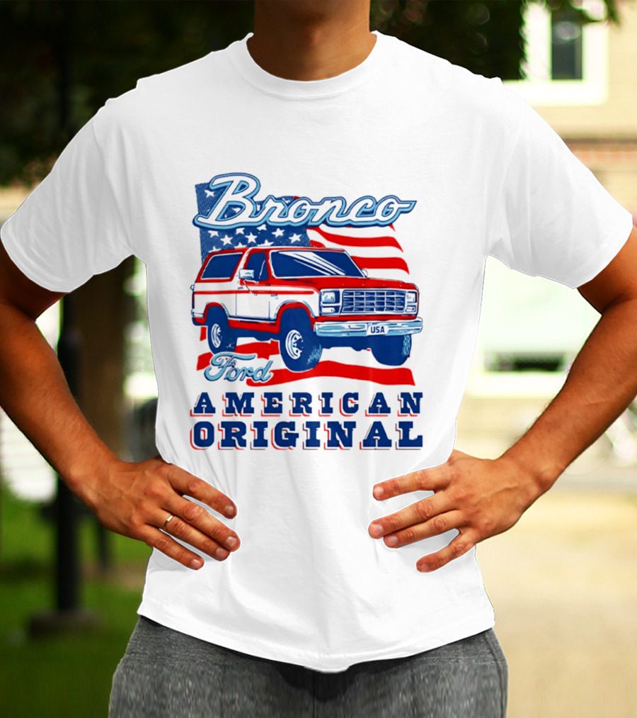 Bronco Ford American Original Vintage Truck Classic Stars And Stripes T-Shirt