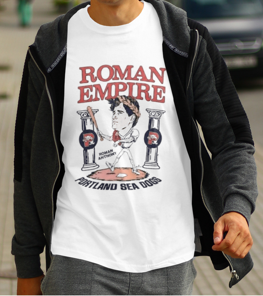 Roman Empire Phillies Portland Sea Dogs Baseball Bat Columns T-Shirt