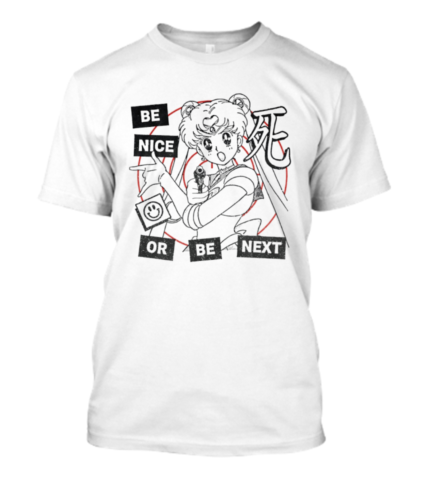 Be Nice Or Be Next Anime Girl With Gun And Red Target T-Shirt
