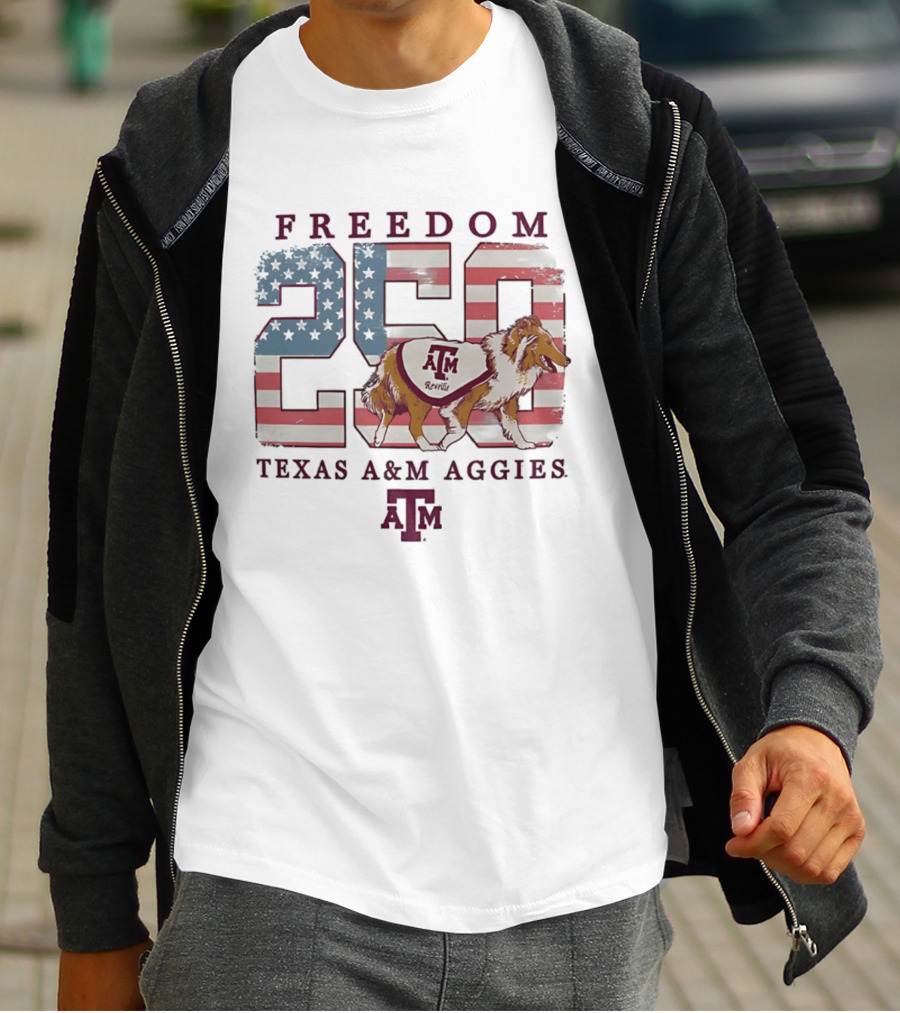 Texas A&M Aggies Freedom Reveille 250th Celebration T-Shirt