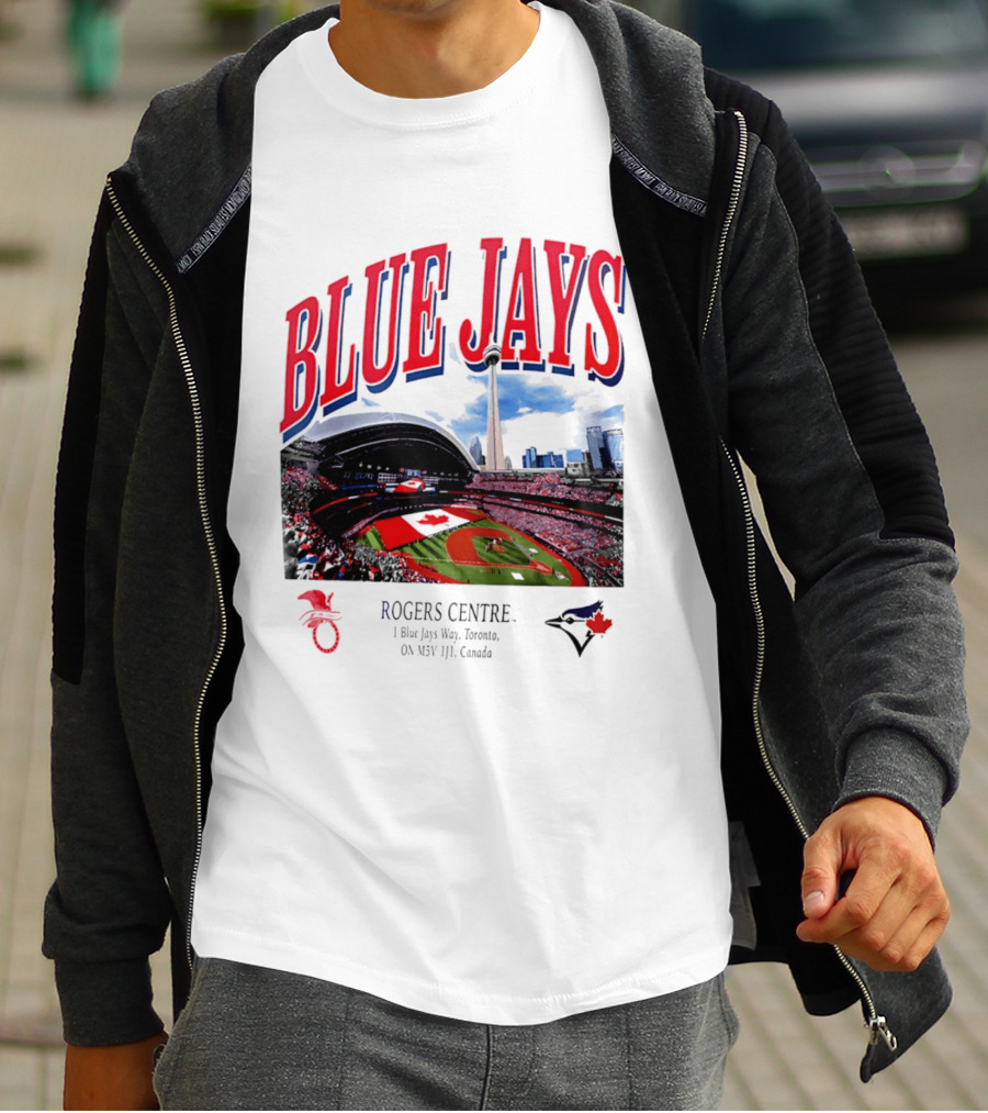 Blue Jays Rogers Centre Toronto Skyline CN Tower Baseball Stadium Canada T-Shirt