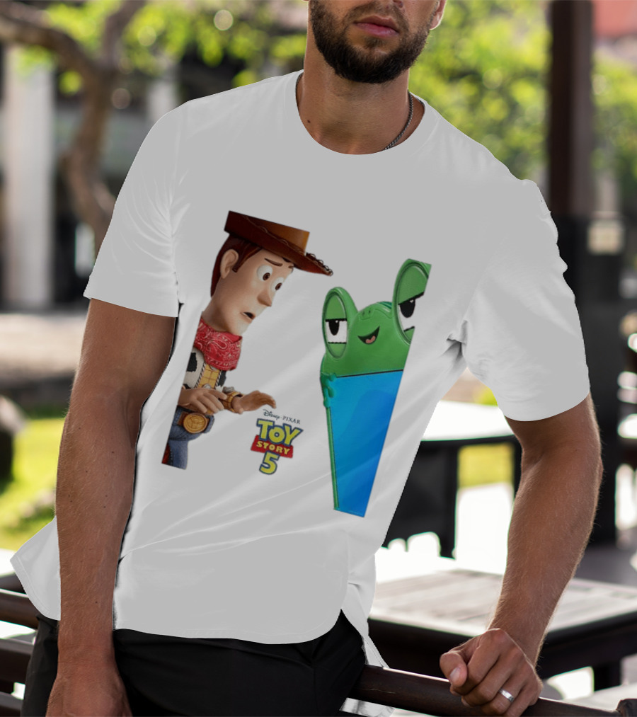 Toy Story 5 Woody And Animated Frog Encounter T-Shirt