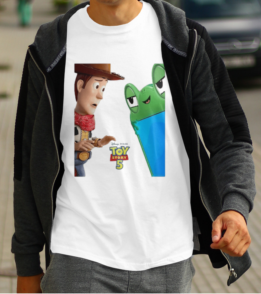 Toy Story 5 Woody And Animated Frog Encounter T-Shirt
