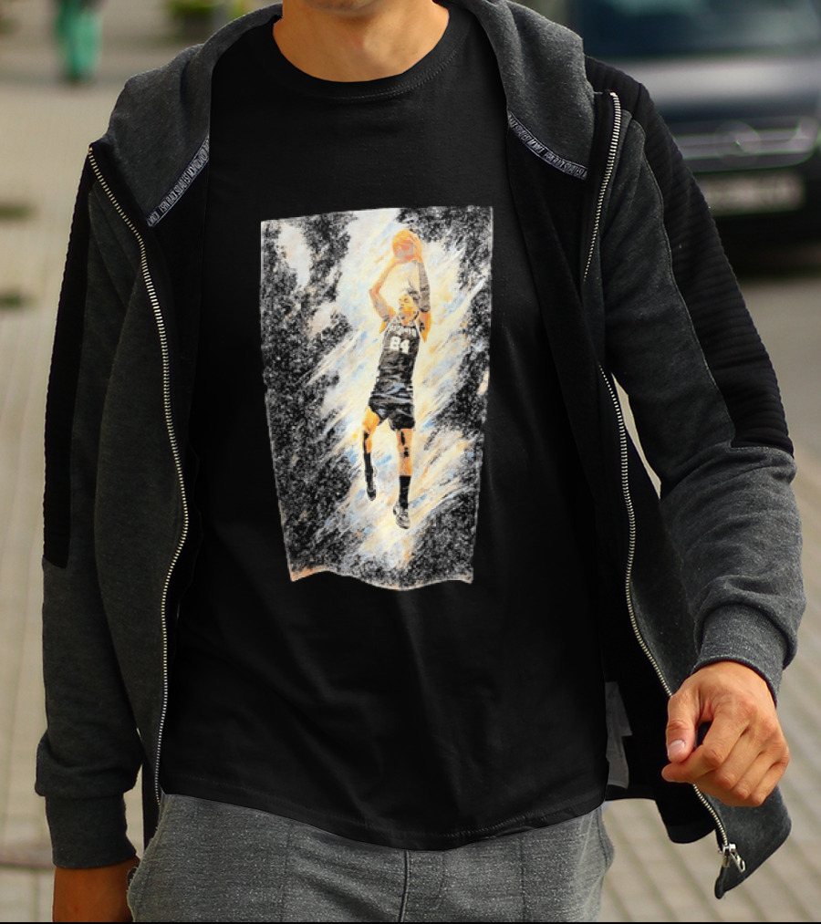 Devin Vassell 24 San Antonio Spurs Basketball Player In Iconic Action Pose T-Shirt