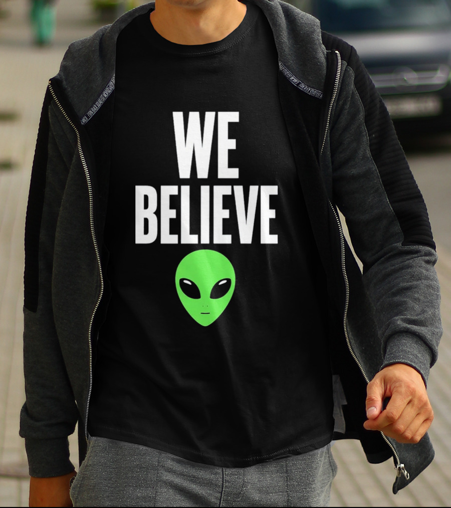 We Believe Alien Green Head Basketball Fans Go Spurs Go T-Shirt