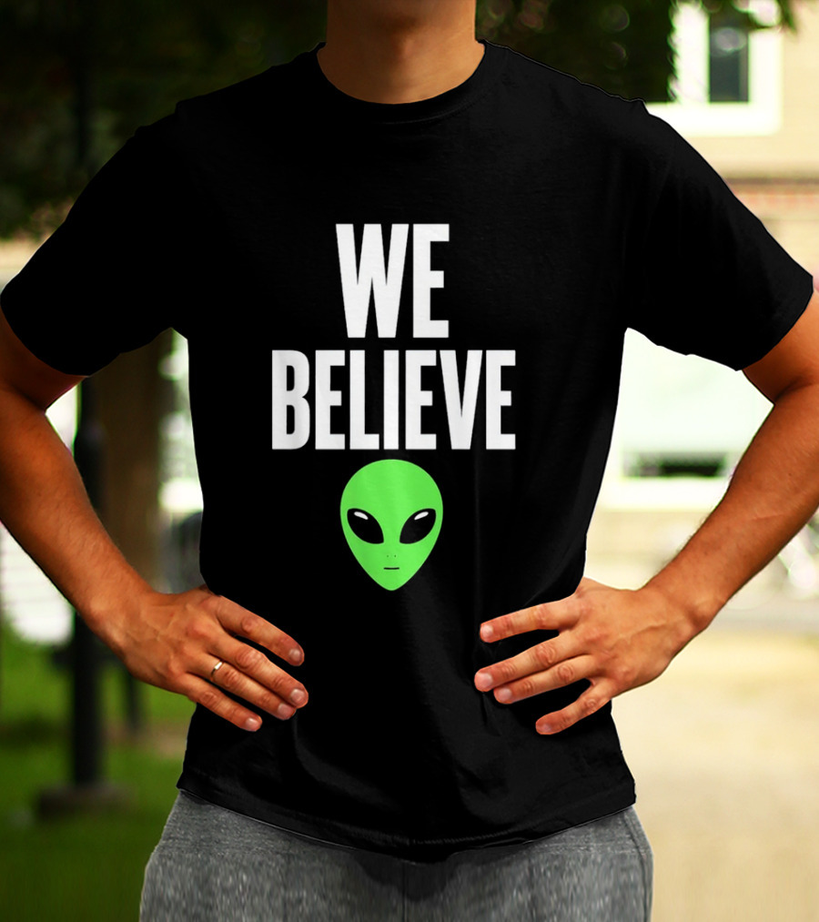 We Believe Alien Green Head Basketball Fans Go Spurs Go T-Shirt