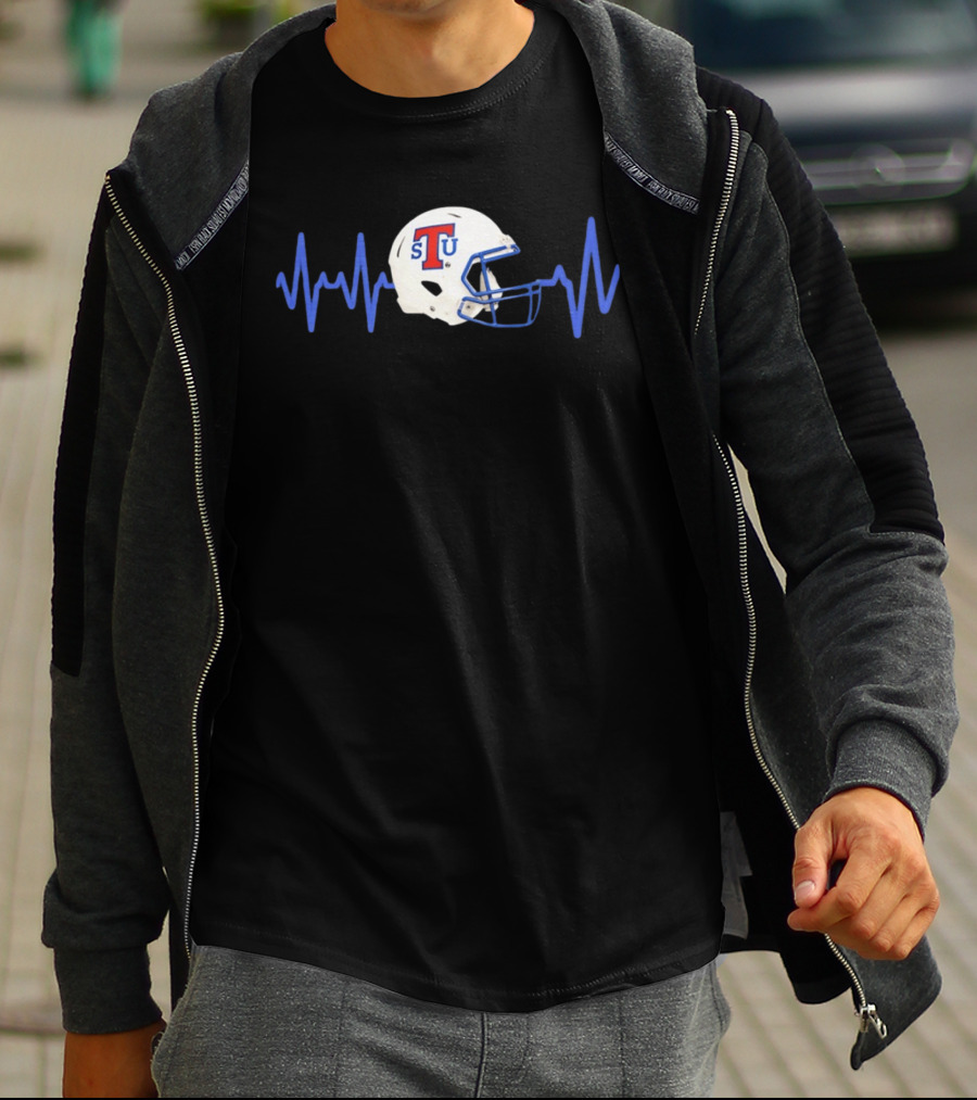 Louisiana Tech Bulldogs STU Football Helmet Heartbeat T-Shirt
