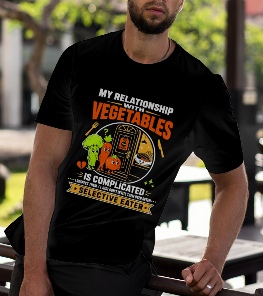 My Relationship With Vegetables Is Complicated Selective Eater Broccoli Carrot Humor T-Shirt
