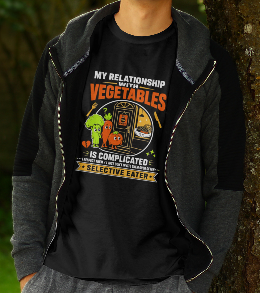 My Relationship With Vegetables Is Complicated Selective Eater Broccoli Carrot Humor T-Shirt
