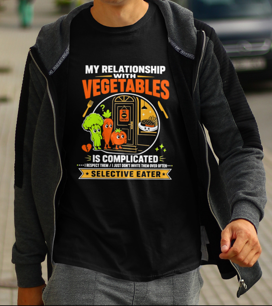 My Relationship With Vegetables Is Complicated Selective Eater Broccoli Carrot Humor T-Shirt