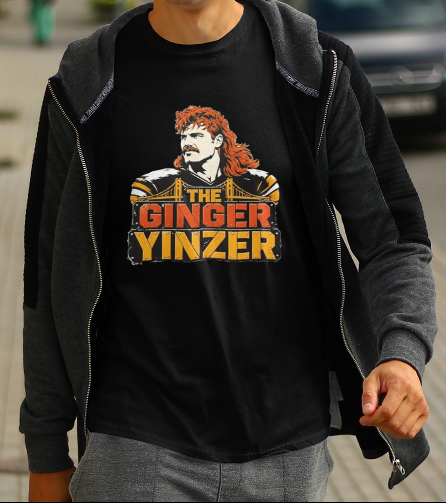 The Ginger Yinzer Pittsburgh Steel City Sports Icon With Red Hair And Mustache T-Shirt