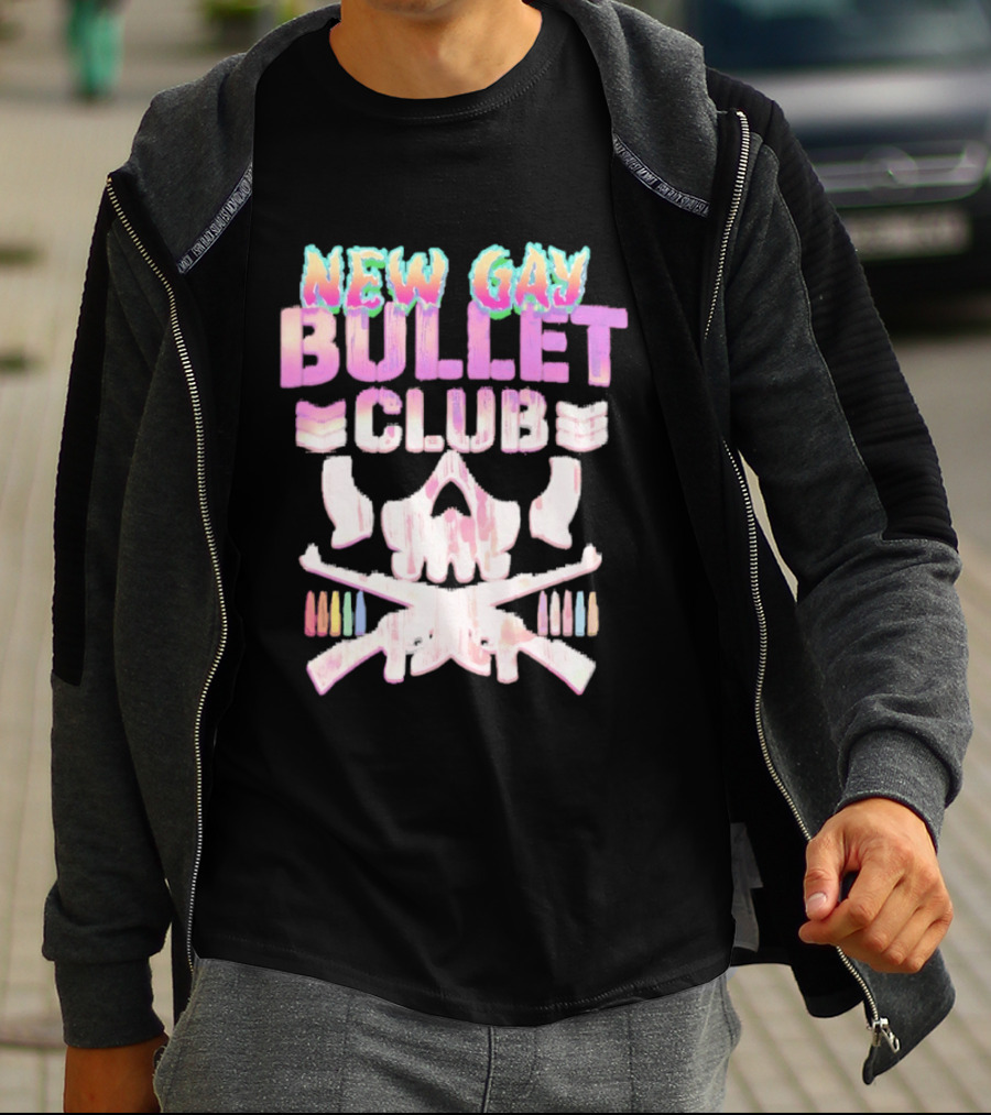 New Gay Bullet Club Skull Rainbow Pride T-Shirt