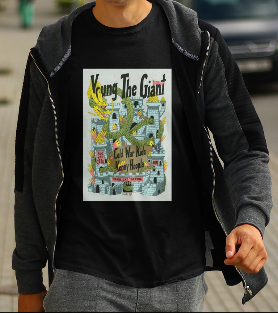 Young The Giant Aug 2 2026 Starlight Theatre Kansas City MO Cold War Kids KennyHoopla Dragon Castle T-Shirt