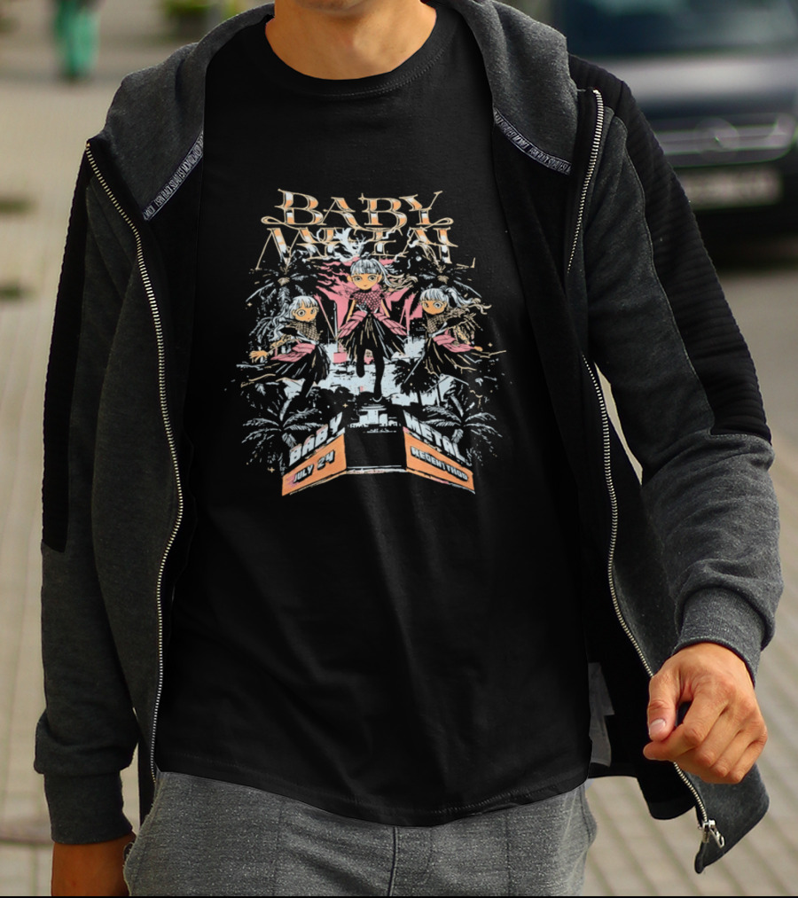 Baby Metal Band Anime Trio With Fireworks And Three Characters T-Shirt