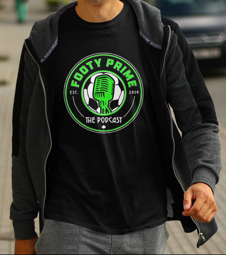Footy Prime Podcast Est 2019 Soccer Microphone T-Shirt