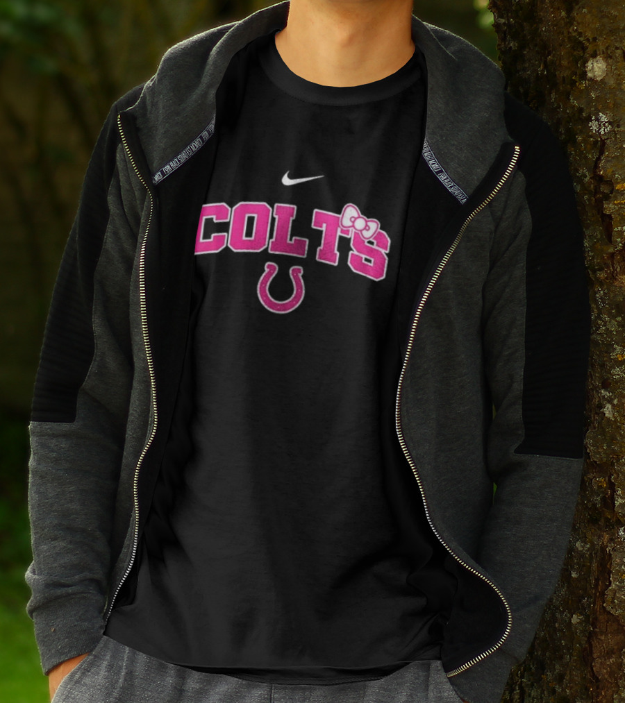 Indianapolis Colts Hello Kitty Pink Bow Breast Cancer Awareness Nike Collaboration T-Shirt