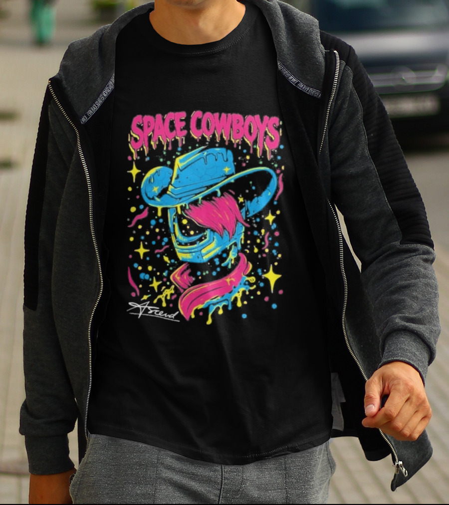 Space Cowboys Neon Drip Art By Sugar Land T-Shirt