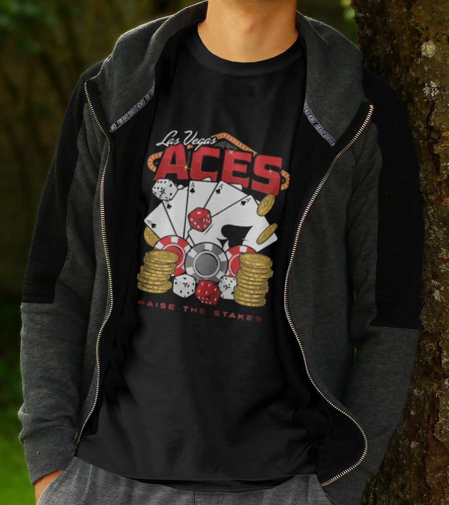 Las Vegas Aces Raise The Stakes Five Of A Kind Poker T-Shirt