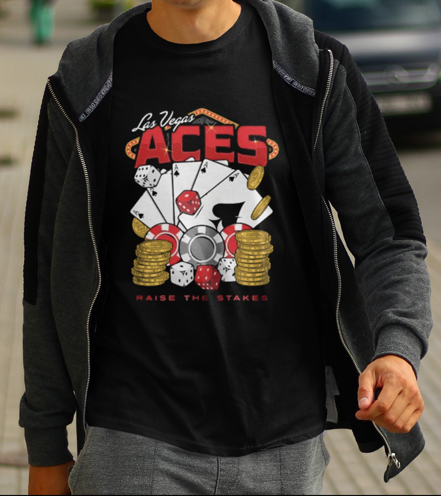 Las Vegas Aces Raise The Stakes Five Of A Kind Poker T-Shirt
