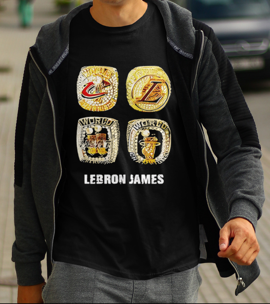 Lebron James World Rings Cleveland Los Angeles 2026 T-Shirt