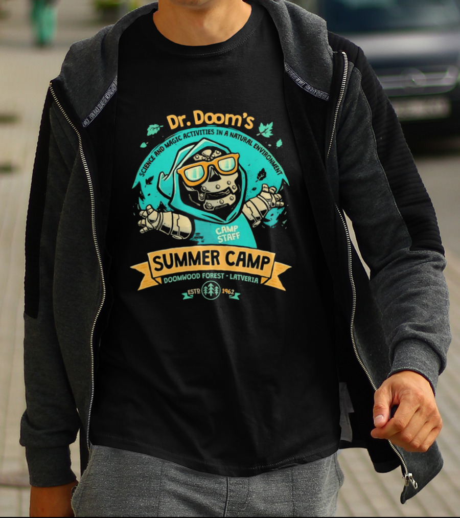 Dr. Doom's Summer Camp Doomwood Forest Latveria Camp Staff Marvel Adventures T-Shirt