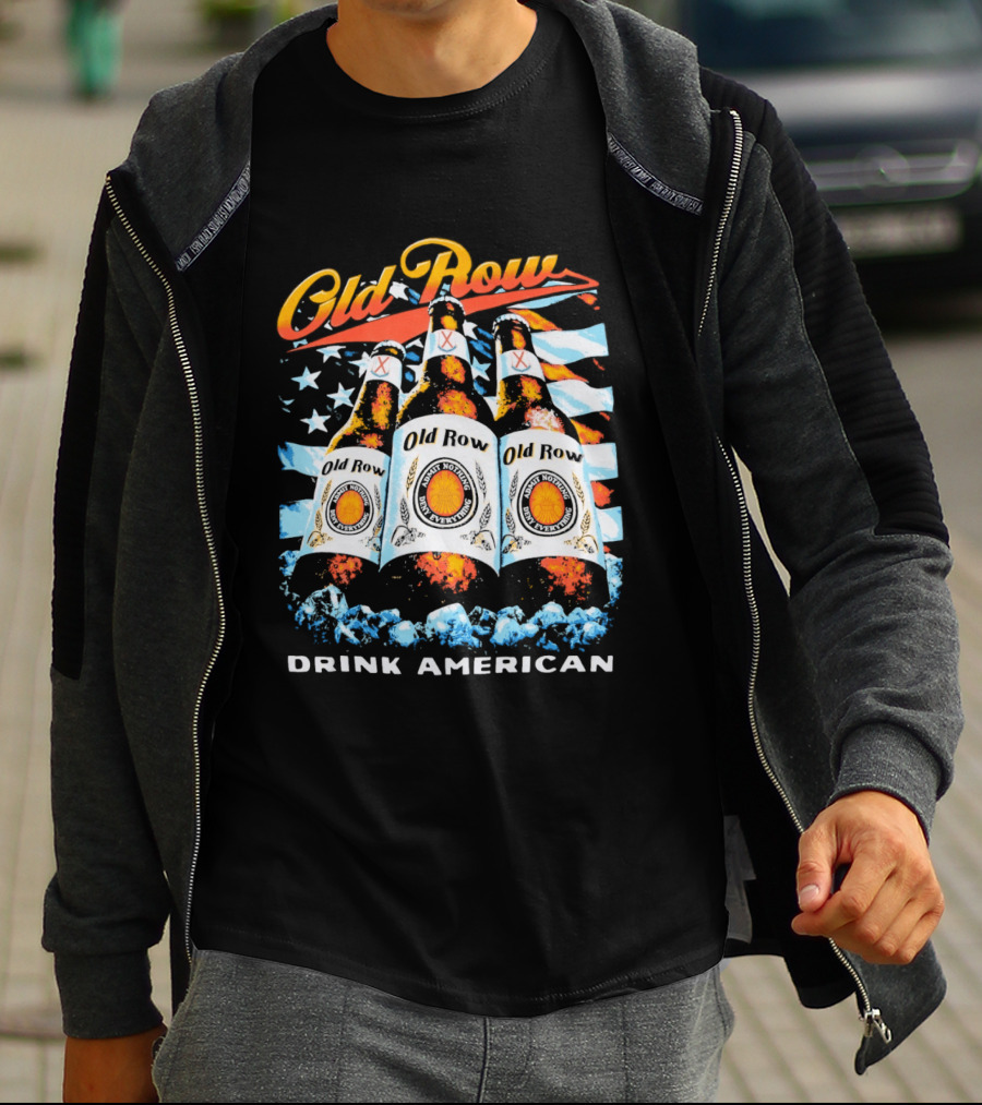 Old Row Beer Bottles American Flag Drink American T-Shirt