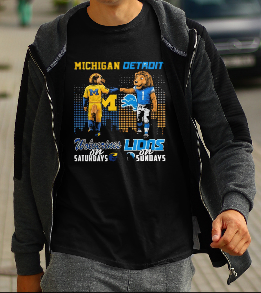 Michigan Wolverines Detroit Lions Fist Bump Saturdays Sundays T-Shirt