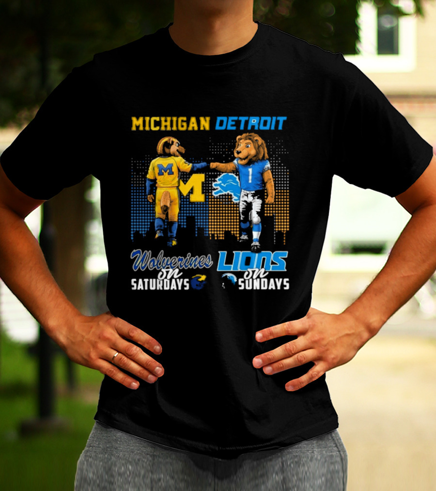 Michigan Wolverines Detroit Lions Fist Bump Saturdays Sundays T-Shirt