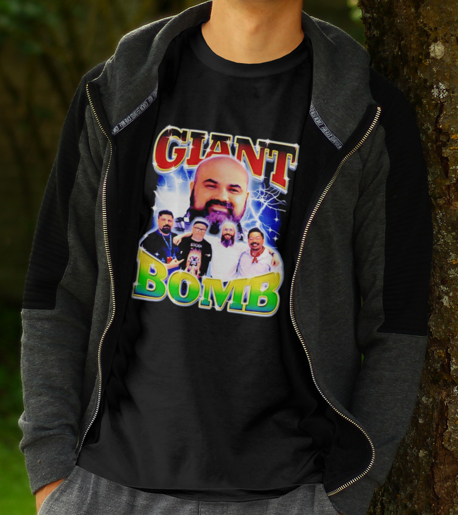 Giant Bomb Crew With Lightning Background 2026 T-Shirt