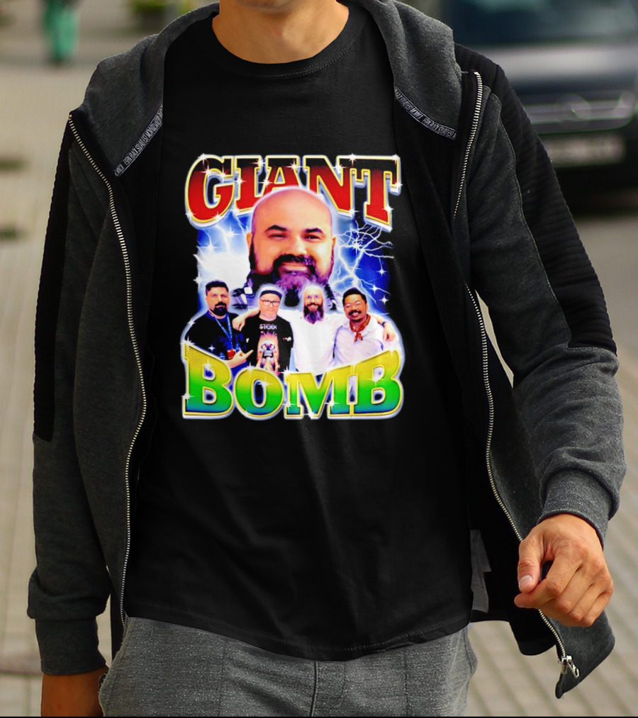 Giant Bomb Crew With Lightning Background 2026 T-Shirt