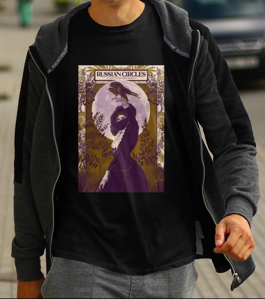 Russian Circles Live At Dunk!Fest 2026 Zottegem Belgium Moonlit Woman And Bird T-Shirt