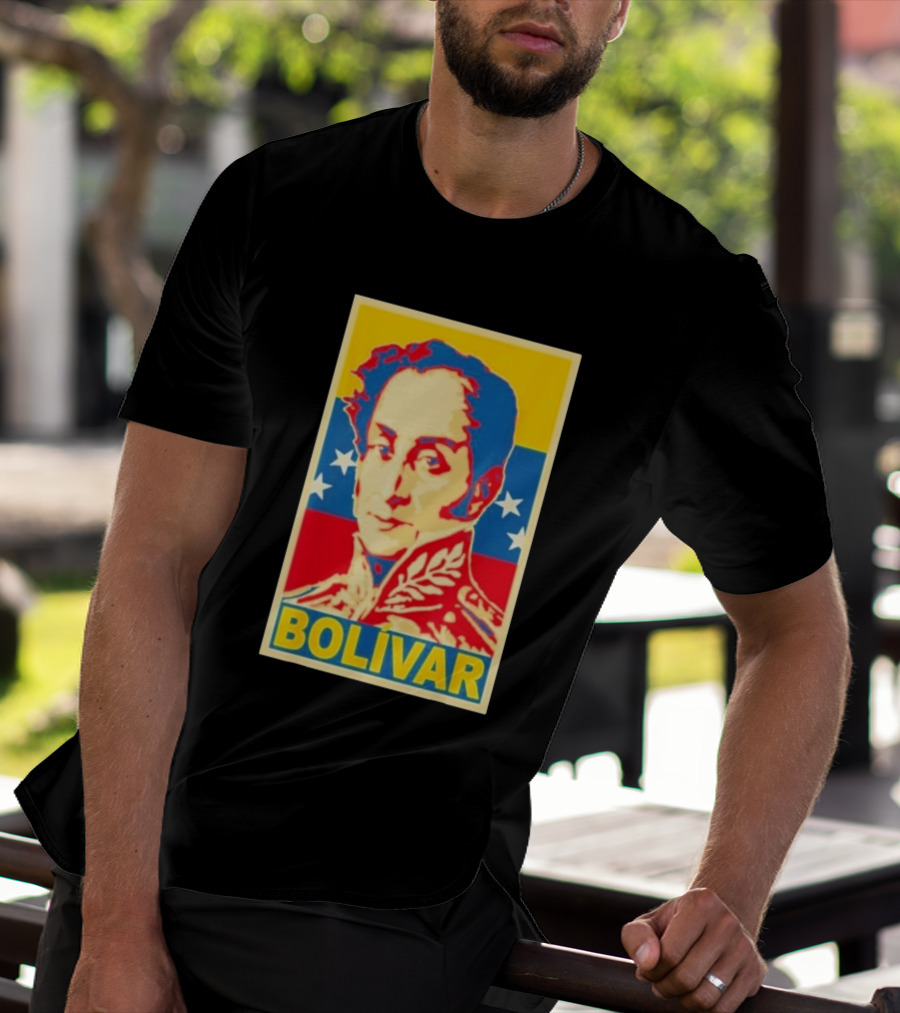 Bolivar Portrait Venezuelan Flag Colors Stars T-Shirt